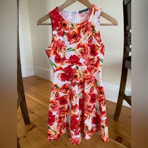 Floral Soprano Mini Dress White Red & Orange